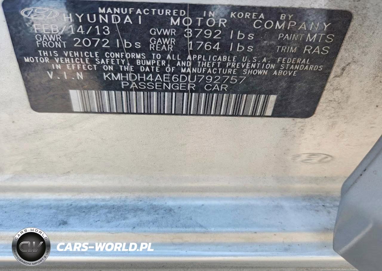 2013 Hyundai Elantra Gls VIN:KMHDH4AE6DU792757 - 12