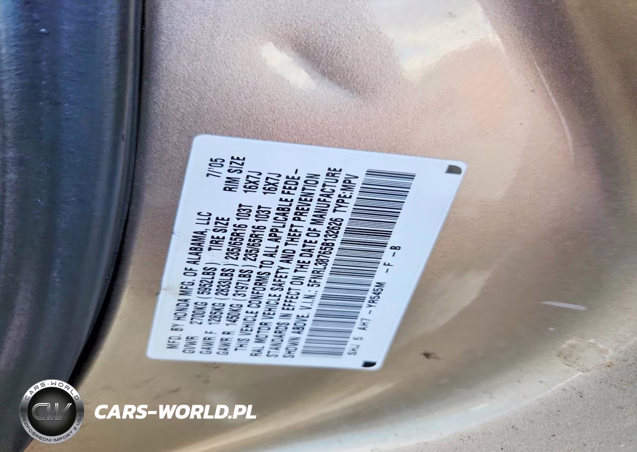 2005 Honda Odyssey Exl VIN:5FNRL38765B132626 - 12