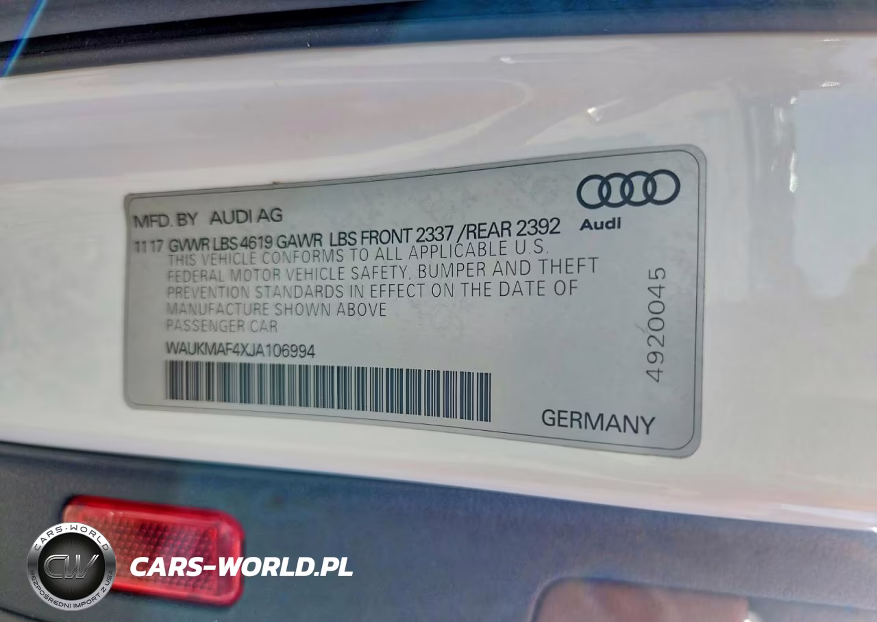2018 AUDI A4 PREMIUM VIN:WAUKMAF4XJA106994 - 12