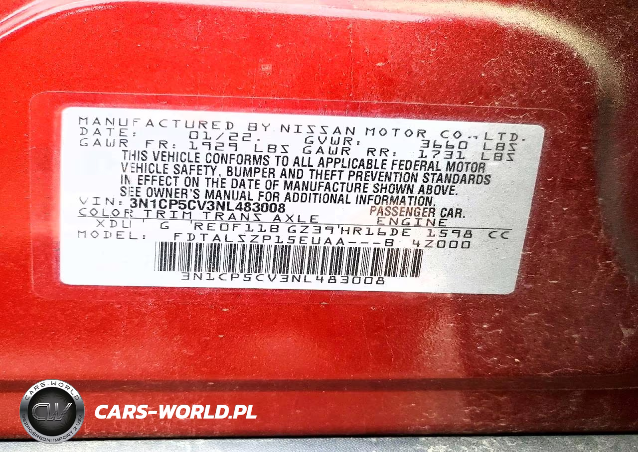 2022 Nissan Kicks Sv VIN:3N1CP5CV3NL483008 - 13