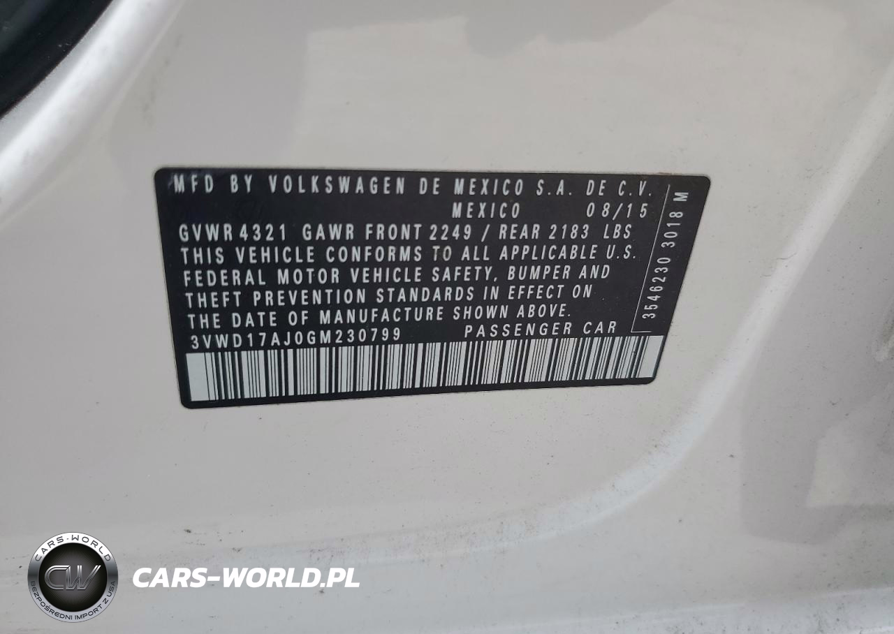 2016 Volkswagen Jetta Sport VIN:3VWD17AJ0GM230799 - 12