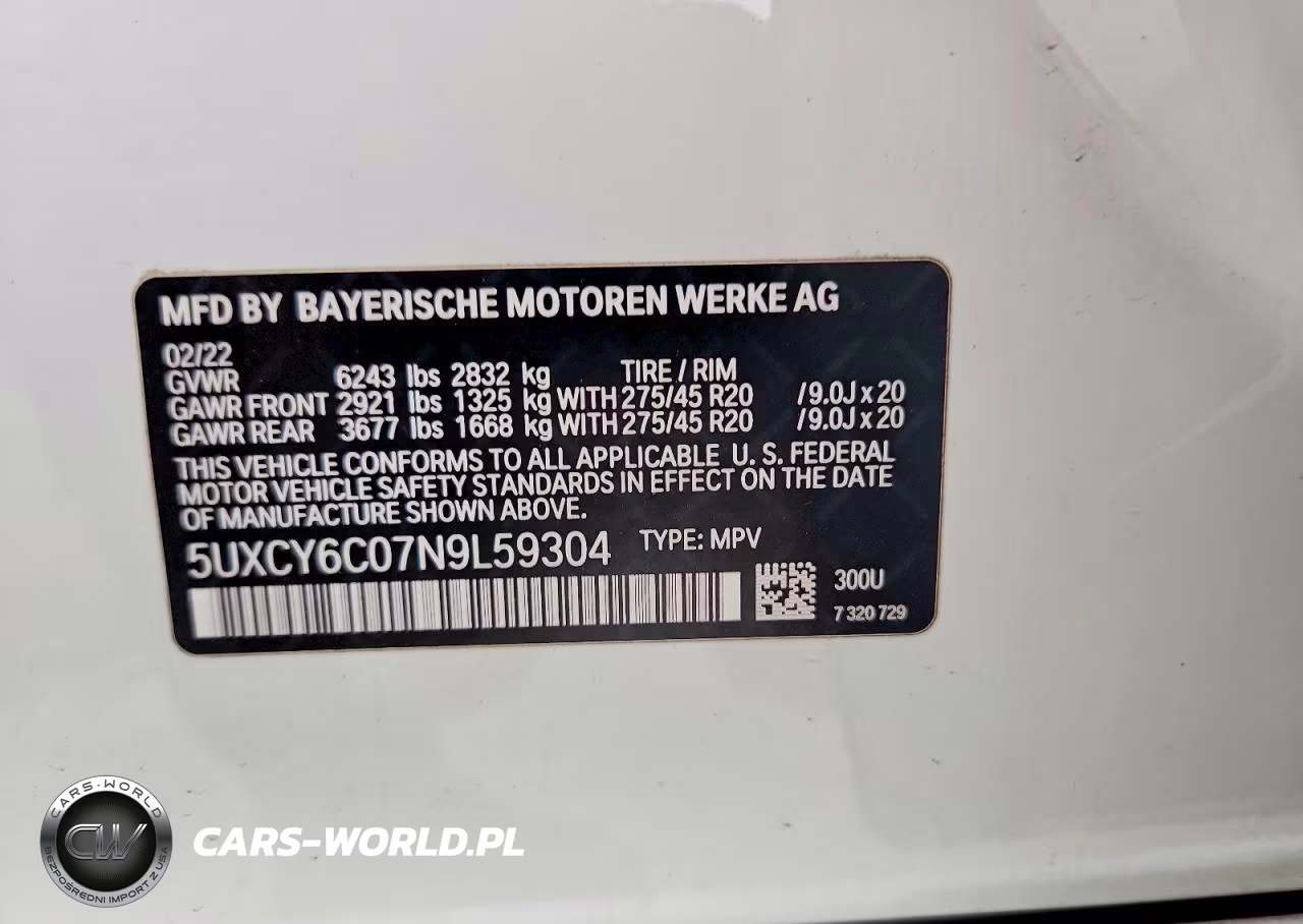 2022 BMW X6 xDrive40I VIN:5UXCY6C07N9L59304 - 14