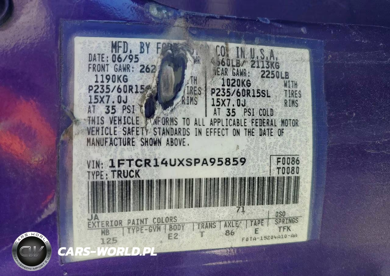 1995 Ford Ranger Super Cab VIN:1FTCR14UXSPA95859 - 12