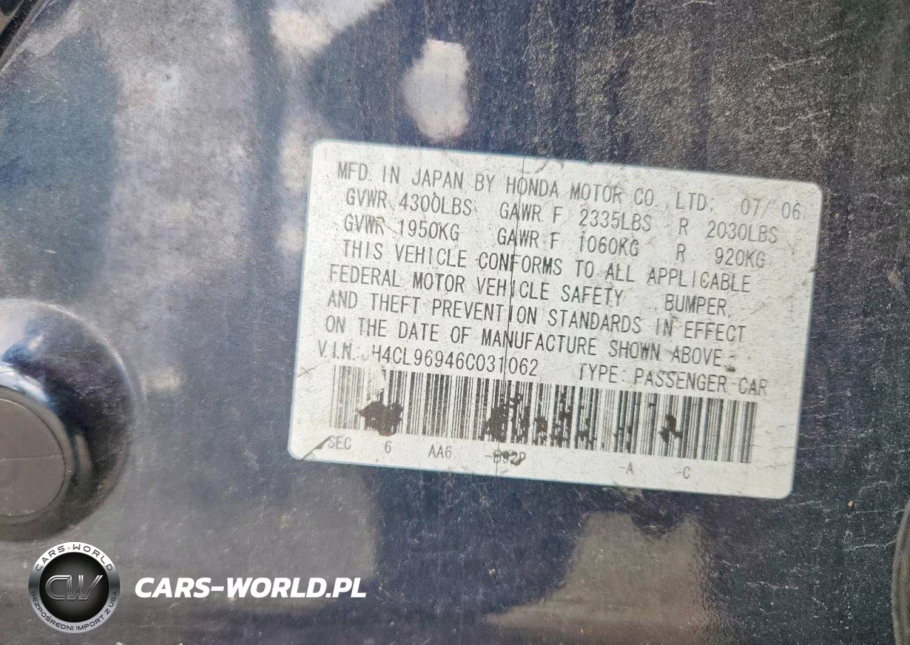 2006 Acura Tsx VIN:JH4CL96946C031062 - 12