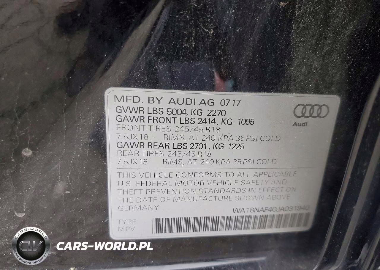 2018 Audi A4 Allroad Premium Plus VIN:WA18NAF40JA031940 - 13