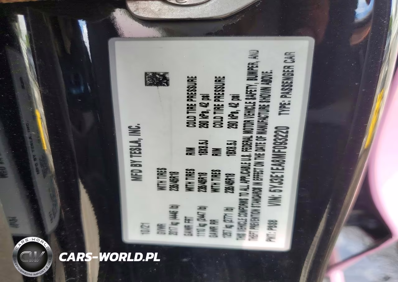 2021 Tesla Model 3 VIN:5YJ3E1EA8MF093220 - 13