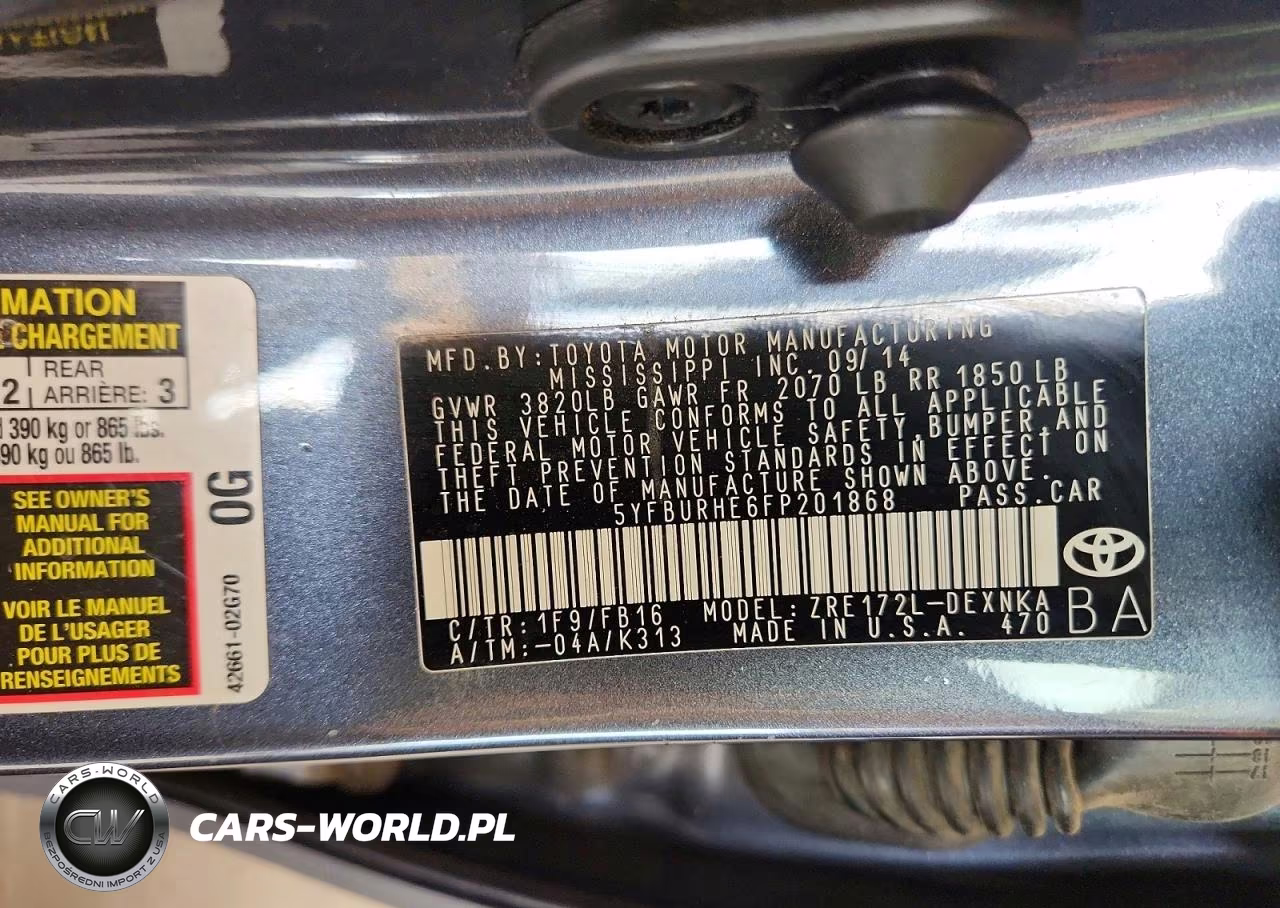 2015 Toyota Corolla Le VIN:5YFBURHE6FP201868 - 13
