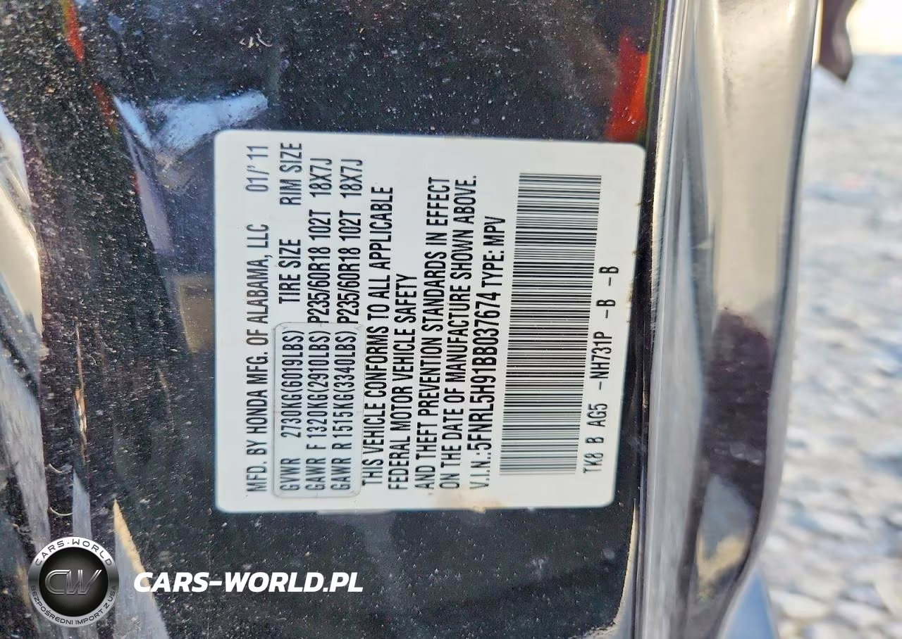 2011 Honda Odyssey Touring VIN:5FNRL5H91BB037674 - 13