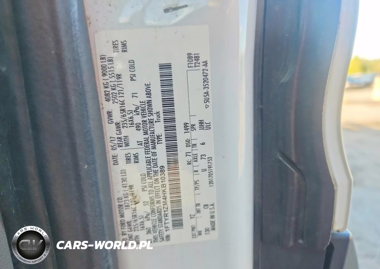 2017 Ford Transit T-250 VIN:1FTYR1ZM4HKB10389 - 12