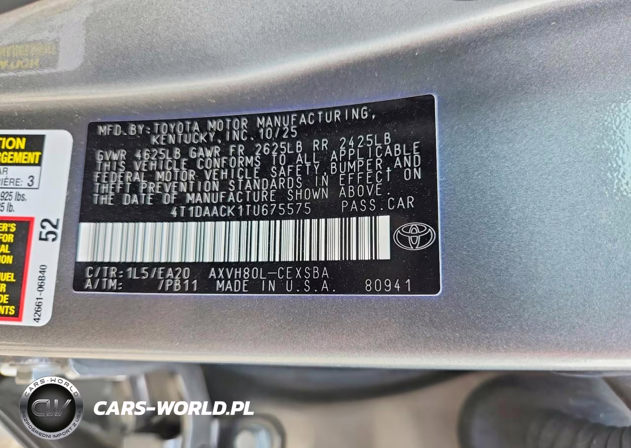 2026 Toyota Camry Se VIN:4T1DAACK1TU675575 - 13