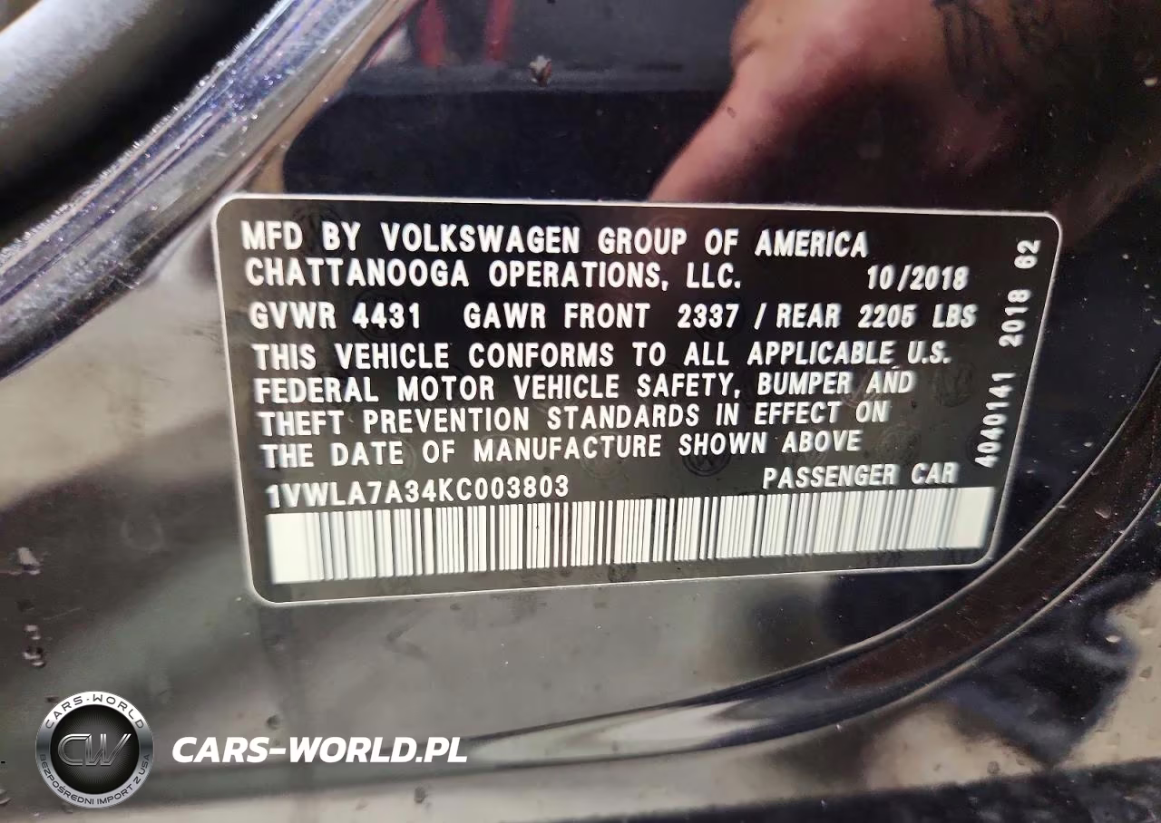 2019 Volkswagen Passat Wolfsburg VIN:1VWLA7A34KC003803 - 12