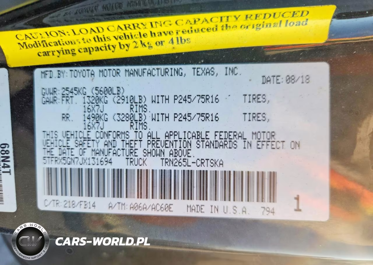 2018 Toyota Tacoma Sr VIN:5TFRX5GN7JX131694 - 12
