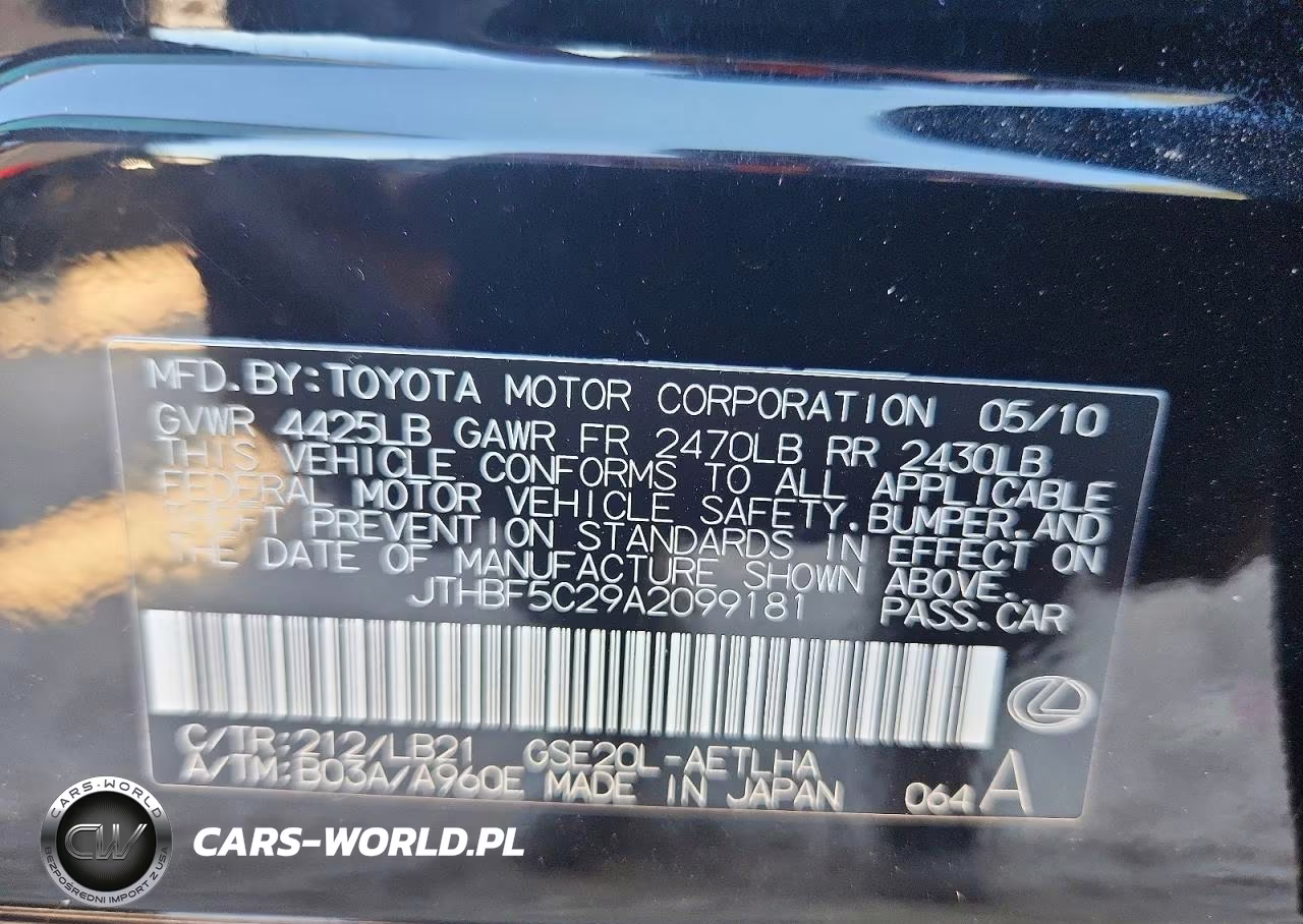 2010 Lexus Is 250 Base VIN:JTHBF5C29A2099181 - 12