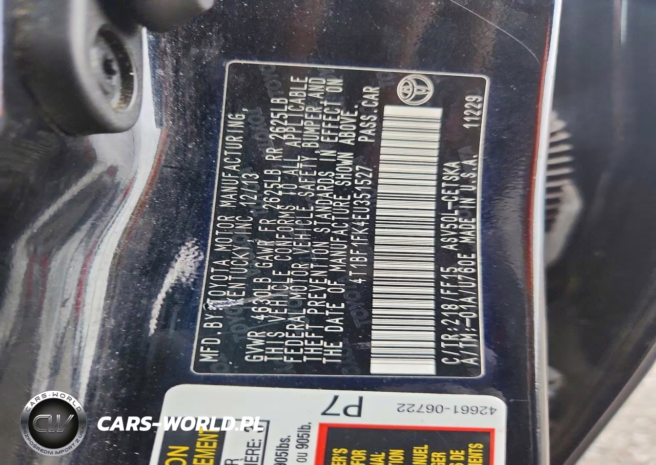 2014 Toyota Camry Se VIN:4T1BF1FK4EU351527 - 12