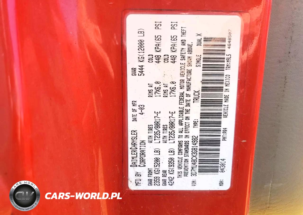 2003 Dodge Ram 3500 St VIN:3D7MU48CX3G814982 - 12