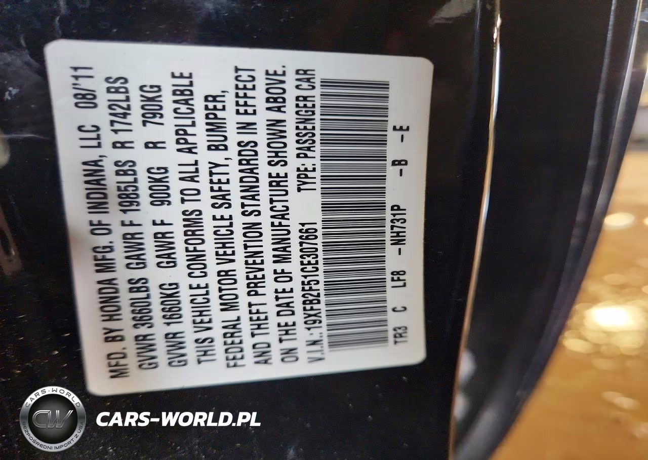 2012 Honda Civic Lx VIN:19XFB2F51CE307661 - 13