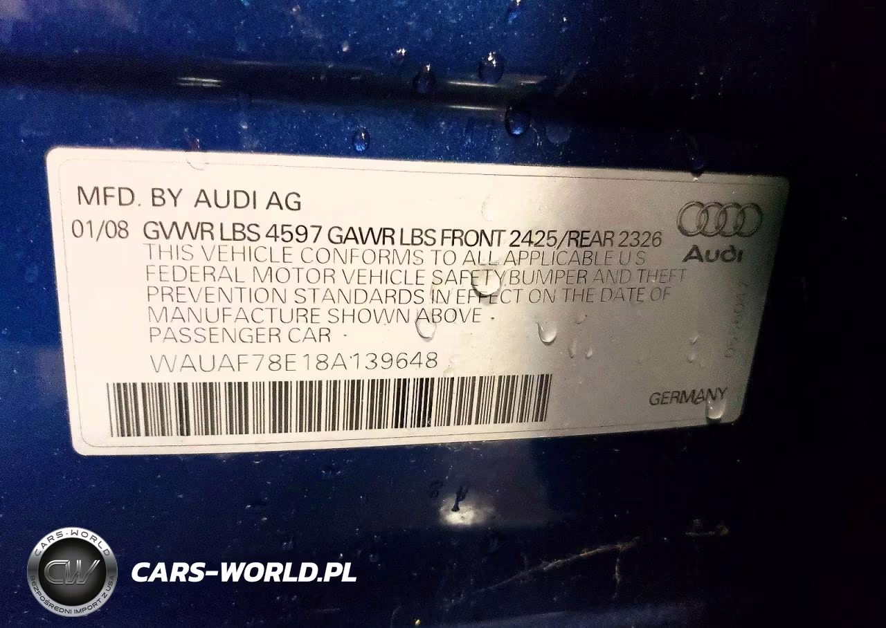 2008 Audi A4 2.0T VIN:WAUAF78E18A139648 - 12