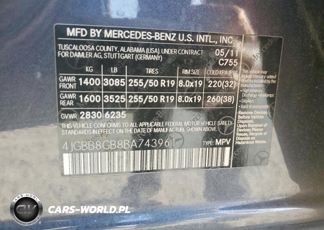 2011 Mercedes-Benz Ml 350 4Matic VIN:4JGBB8GB8BA743961 - 12