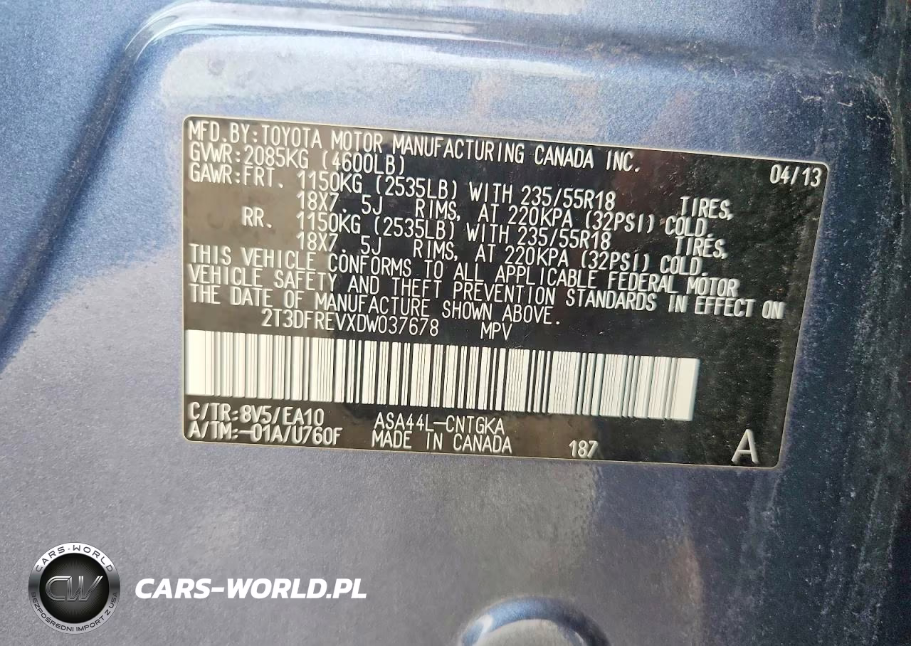 2013 Toyota Rav4 Limited VIN:2T3DFREVXDW037678 - 12