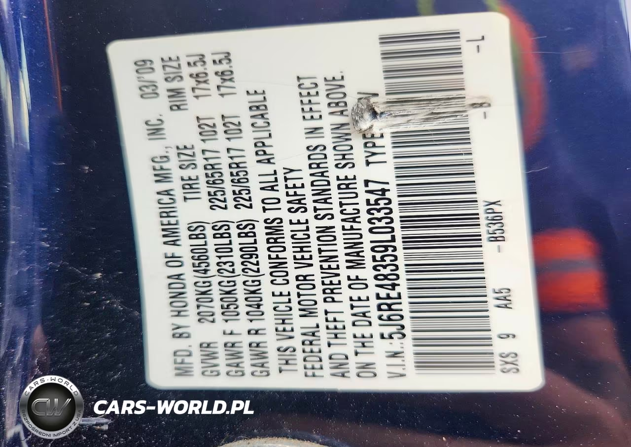 2009 Honda Cr-V Lx VIN:5J6RE48359L033547 - 14