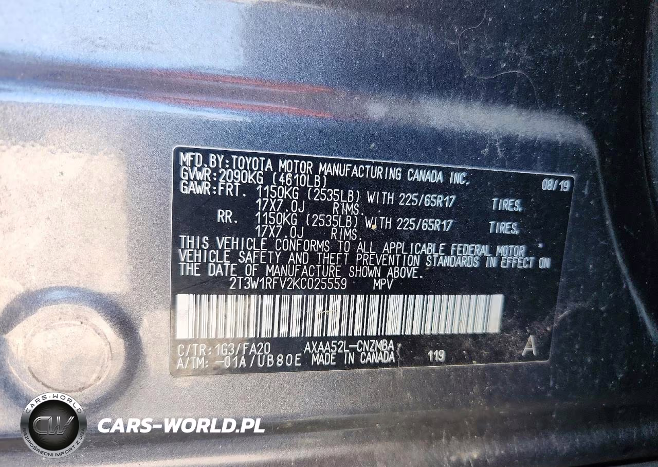 2019 Toyota Rav4 Xle VIN:2T3W1RFV2KC025559 - 13