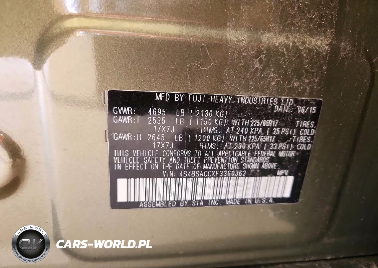 2015 Subaru Outback 2.5I Premium VIN:4S4BSACCXF3360362 - 13