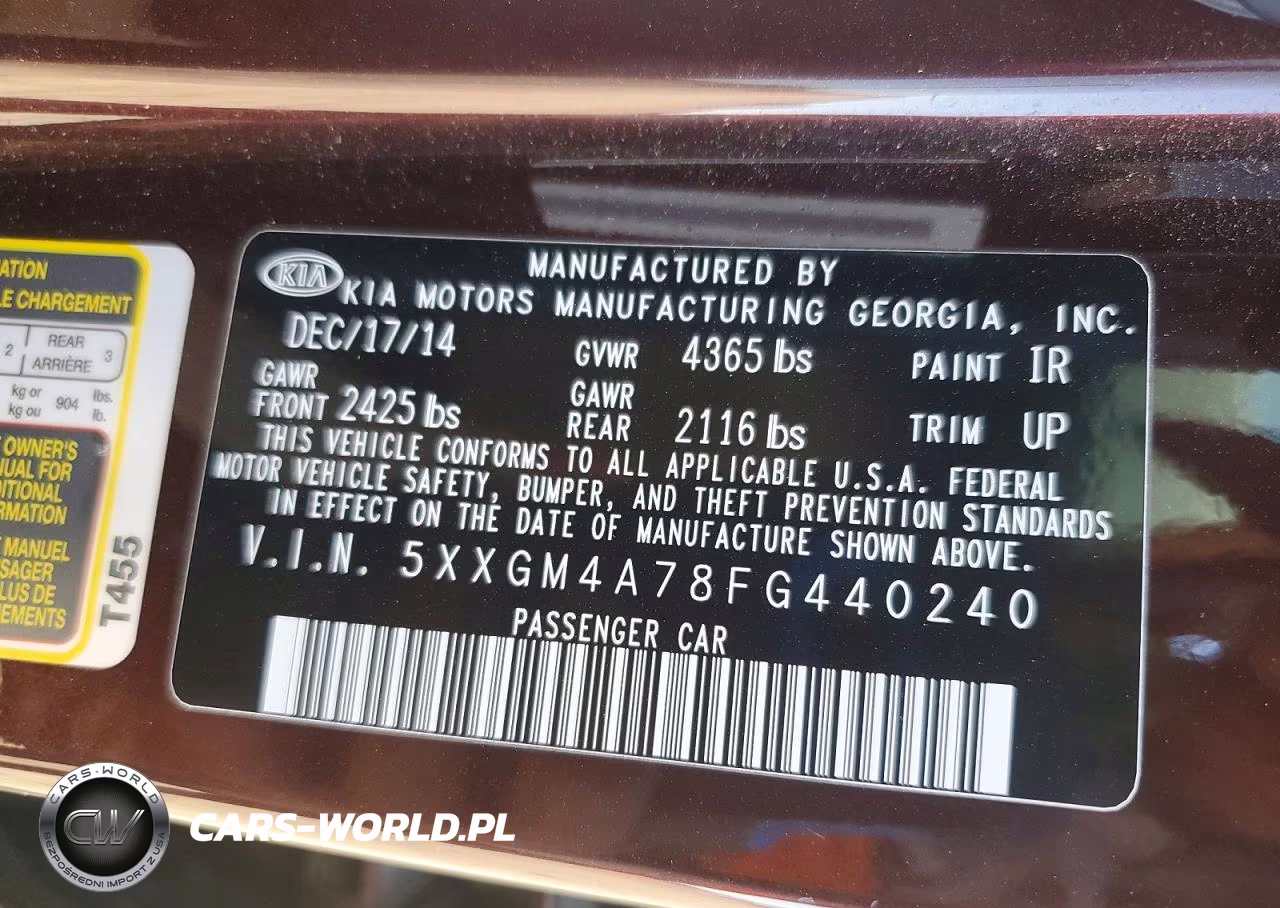 2015 Kia Optima Lx VIN:5XXGM4A78FG440240 - 12