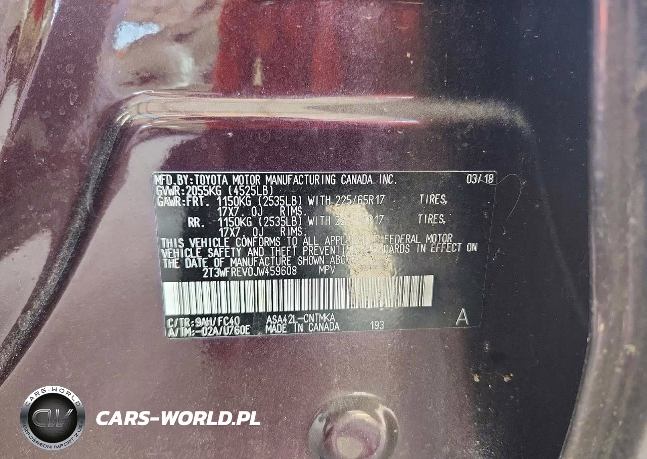 2018 Toyota Rav4 Xle VIN:2T3WFREV0JW459608 - 12