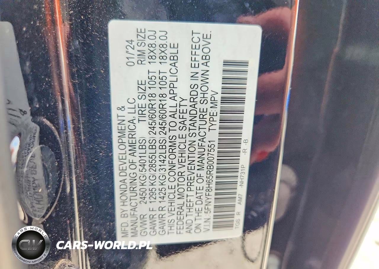 2024 Honda Passport Trail Sport VIN:5FNYF8H65RB007551 - 14