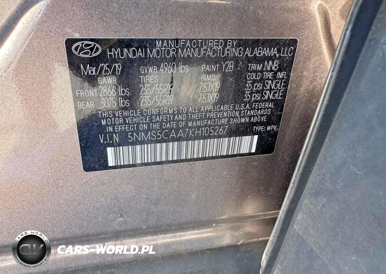 2019 Hyundai Santa Fe Ultimate 2.0T VIN:5NMS5CAA7KH105267 - 14