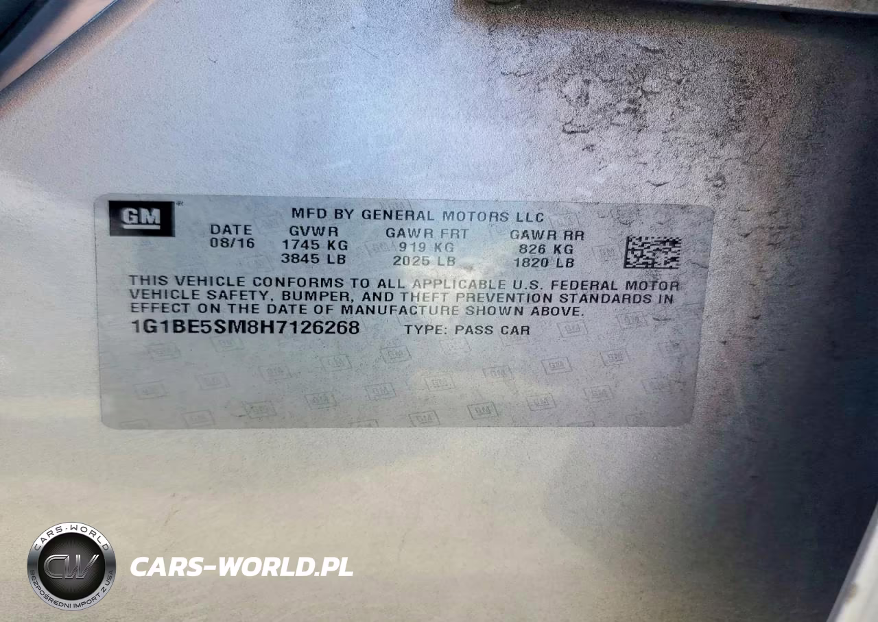 2017 Chevrolet Cruze Lt VIN:1G1BE5SM8H7126268 - 12