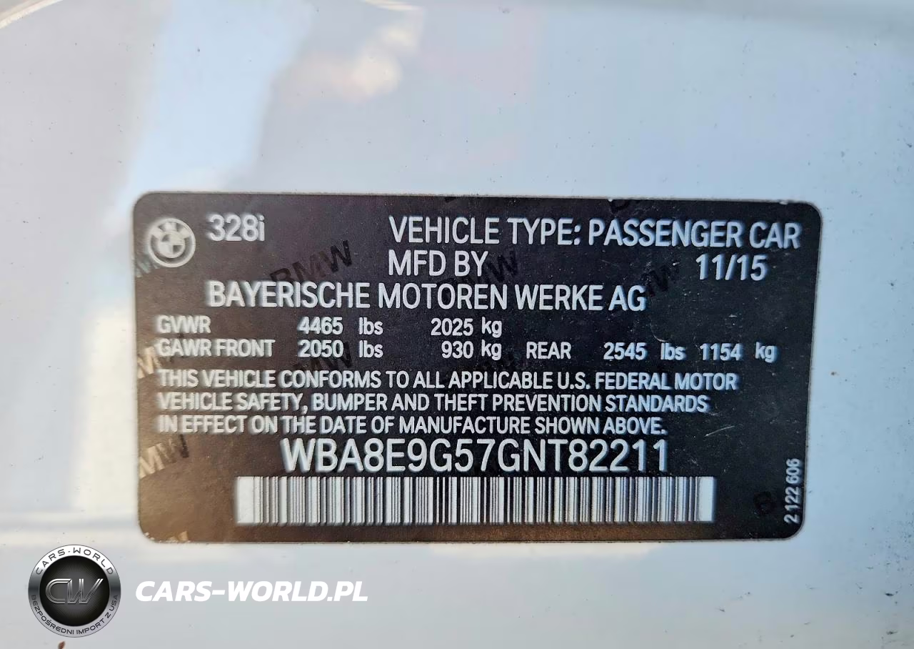 2016 BMW 328 I Sulev VIN:WBA8E9G57GNT82211 - 12