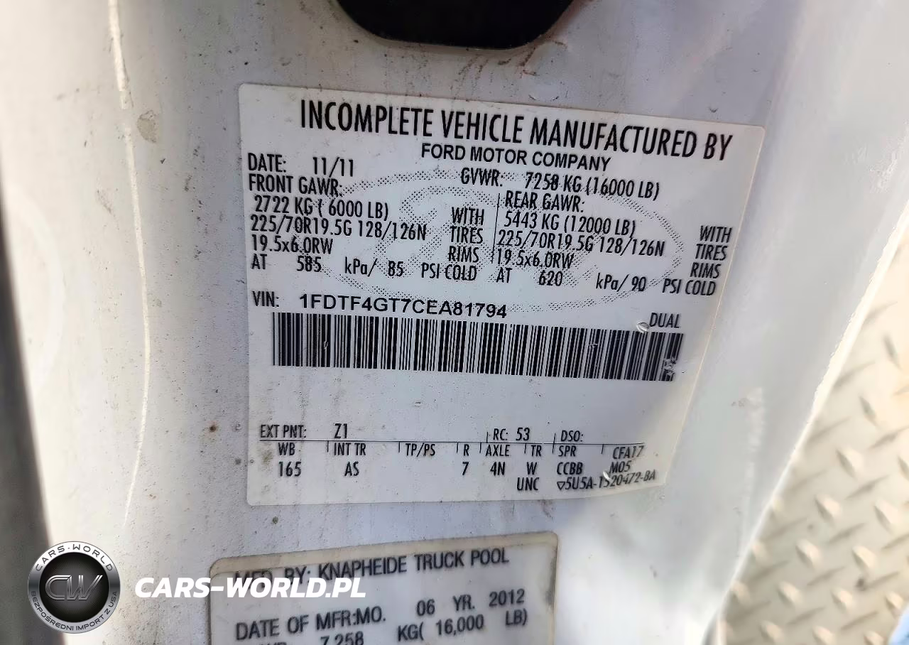 2012 Ford F450 Super Duty VIN:1FDTF4GT7CEA81794 - 11
