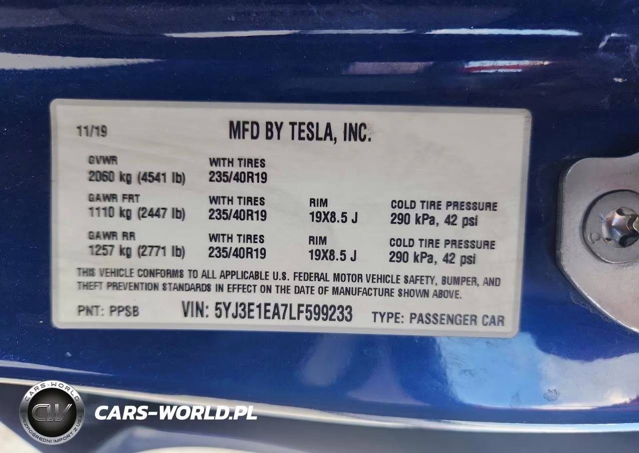 2020 Tesla Model 3 VIN:5YJ3E1EA7LF599233 - 12