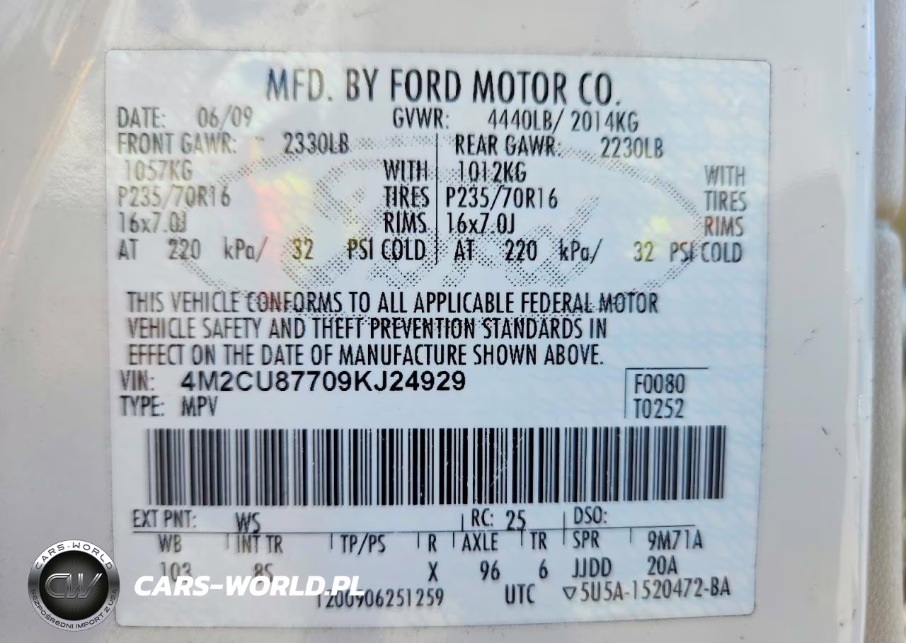 2009 Mercury Mariner Premier VIN:4M2CU87709KJ24929 - 14