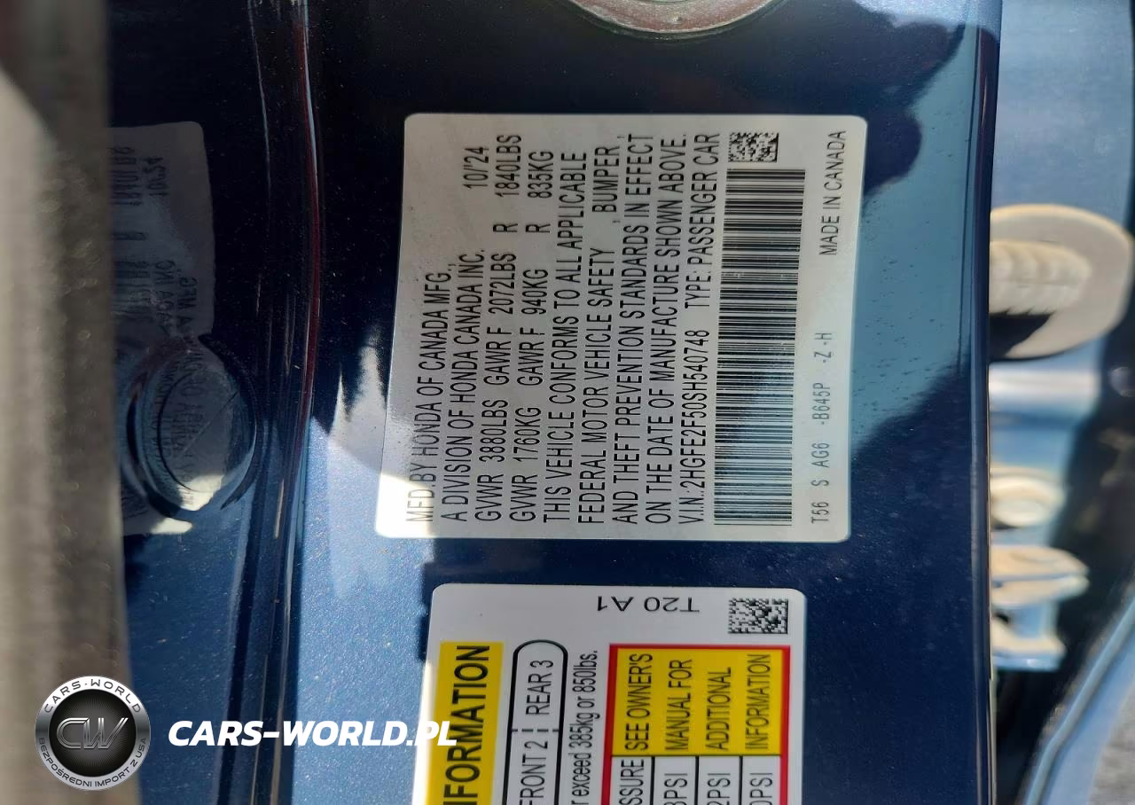 2025 Honda Civic Sport VIN:2HGFE2F50SH540748 - 12