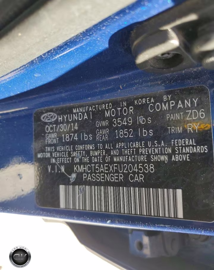 2015 Hyundai Accent Gs VIN:KMHCT5AEXFU204538 - 12
