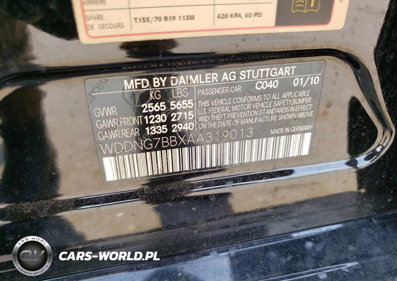 2010 Mercedes-Benz S 550 VIN:WDDNG7BBXAA319013 - 12