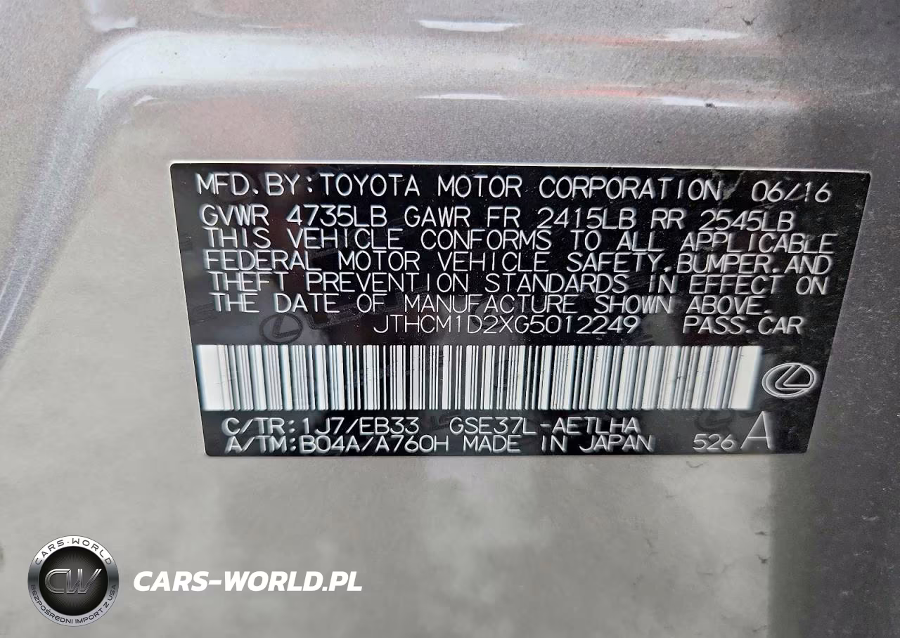 2016 Lexus Is 300 VIN:JTHCM1D2XG5012249 - 12