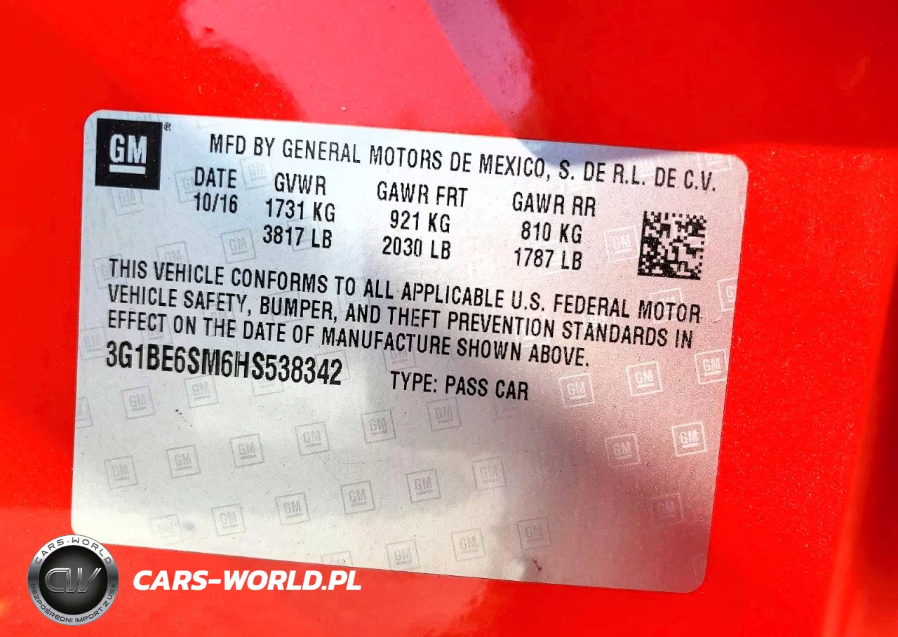 2017 Chevrolet Cruze Lt VIN:3G1BE6SM6HS538342 - 13