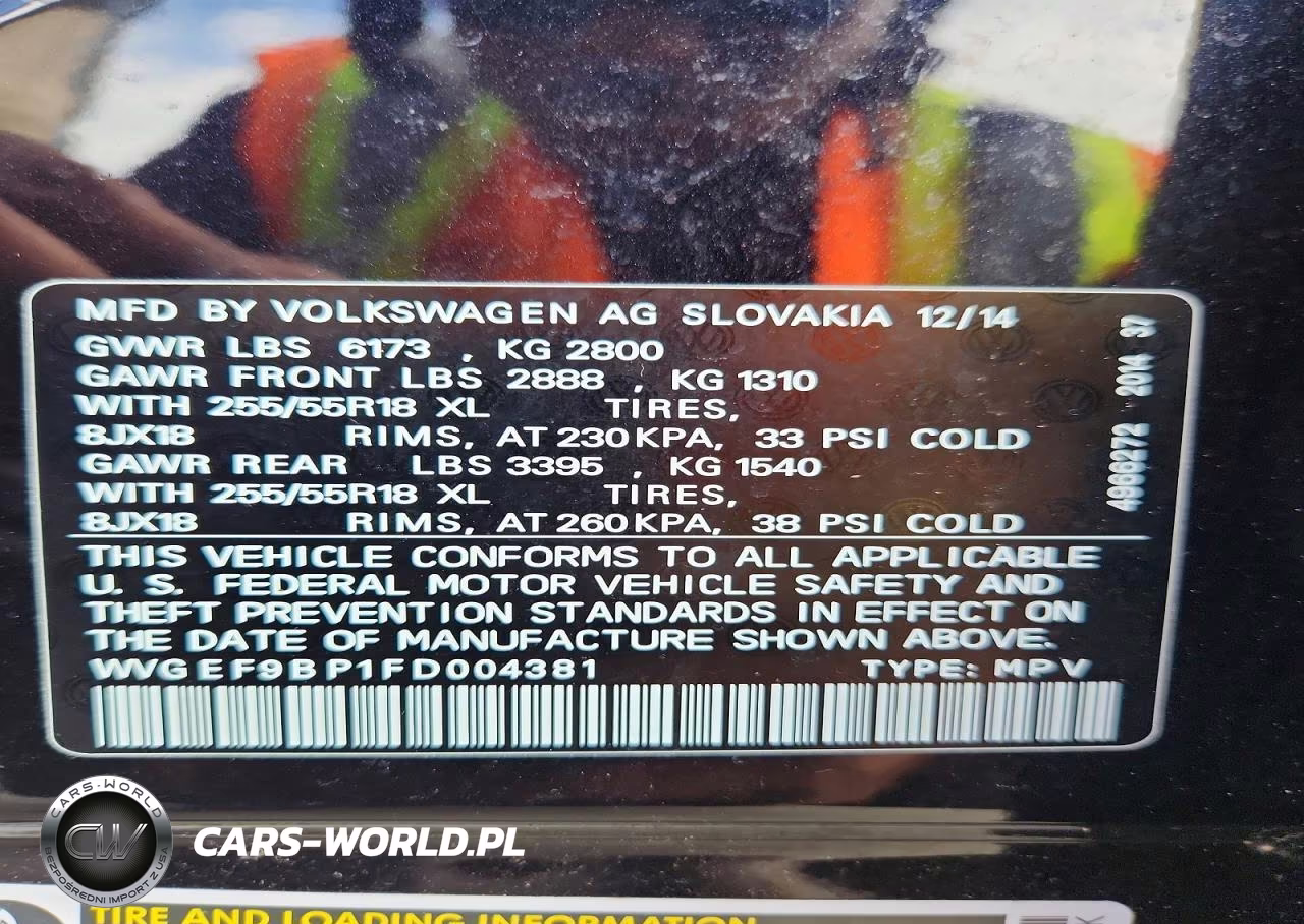 2015 Volkswagen Touareg V6 VIN:WVGEF9BP1FD004381 - 13