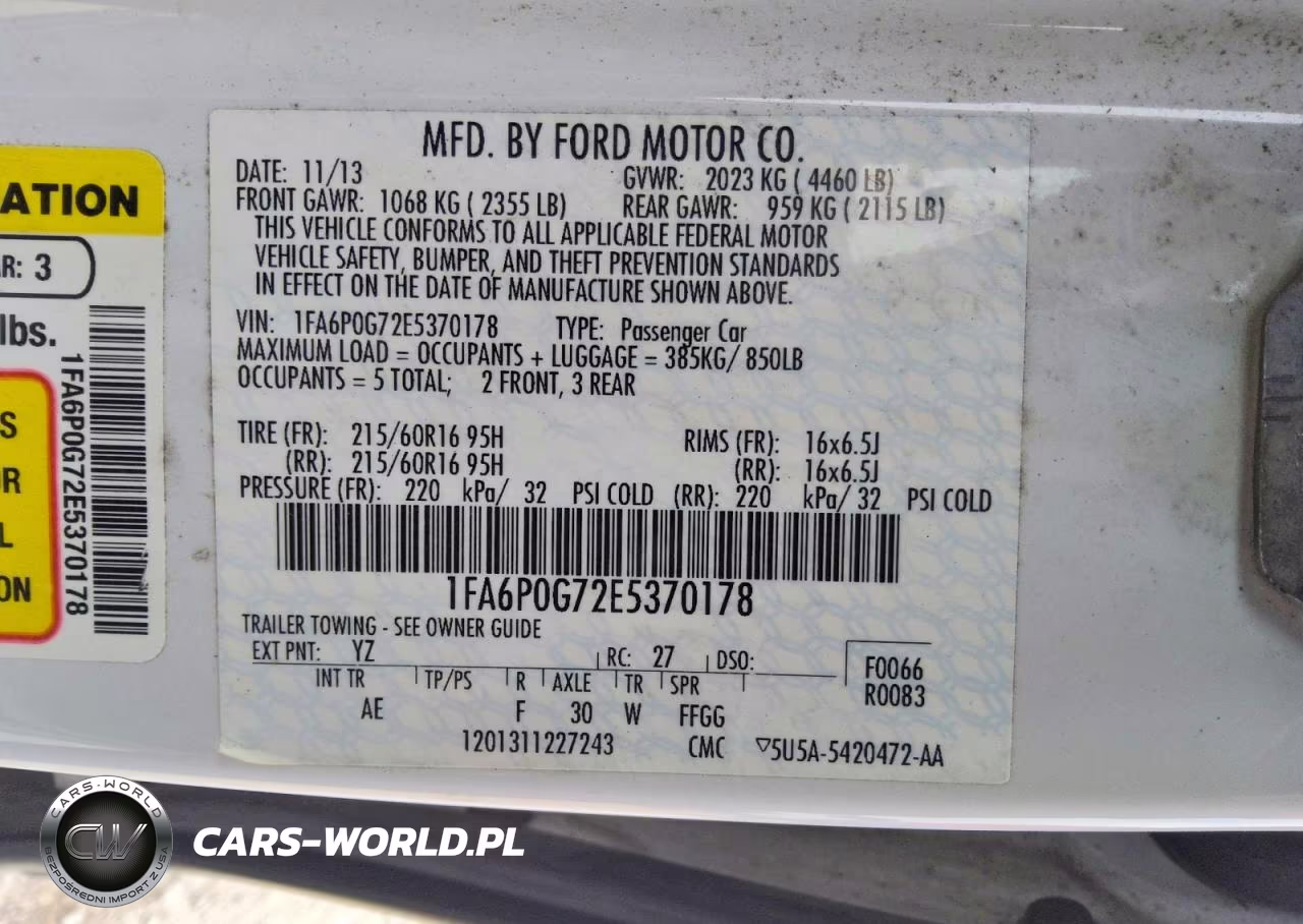 2014 Ford Fusion S VIN:1FA6P0G72E5370178 - 12