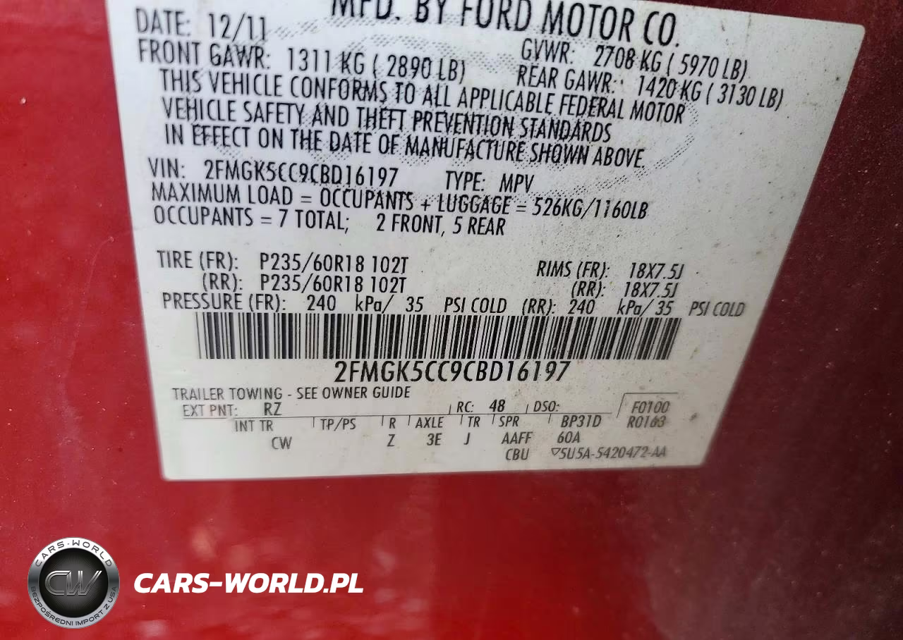 2012 Ford Flex Sel VIN:2FMGK5CC9CBD16197 - 13