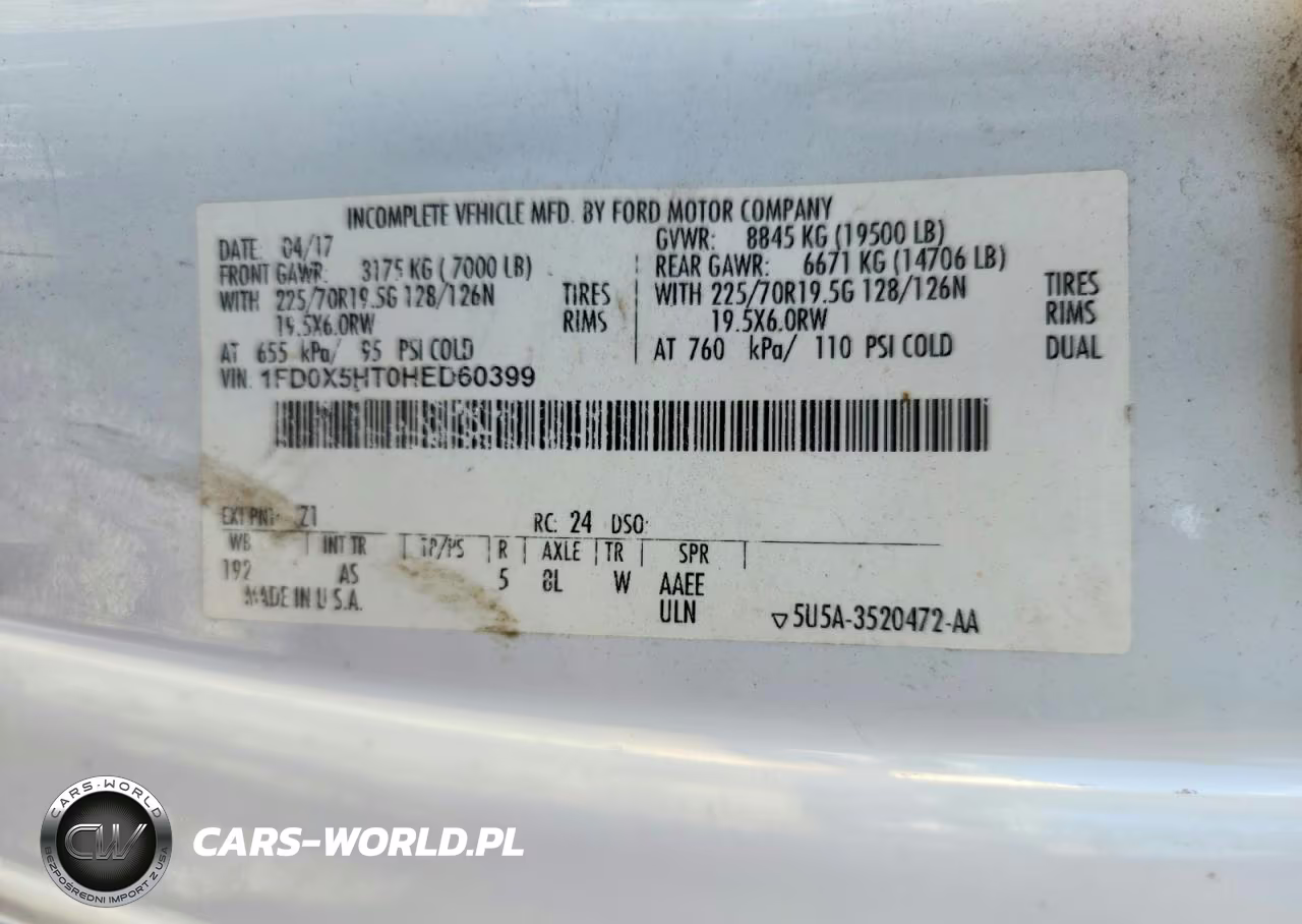 2017 Ford F550 Super Duty VIN:1FD0X5HT0HED60399 - 12