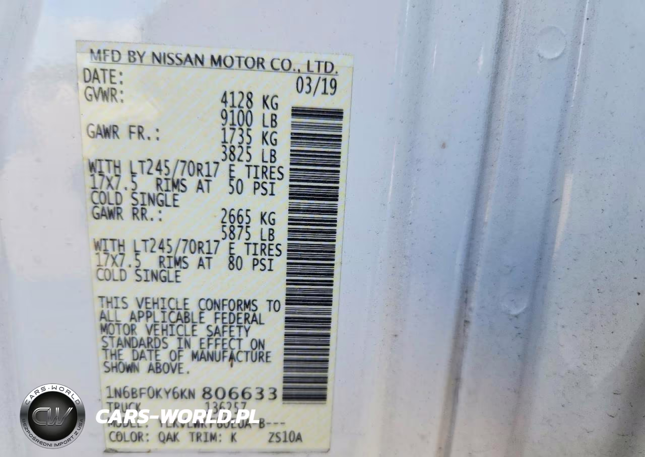 2019 Nissan Nv2500 Delivery Van VIN:1N6BF0KY6KN806633 - 12