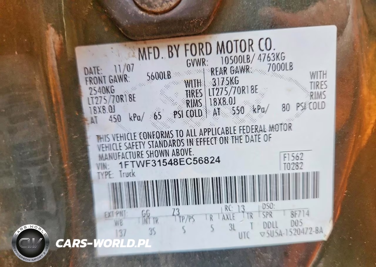 2008 Ford F350 Srw Super Duty VIN:1FTWF31548EC56824 - 14