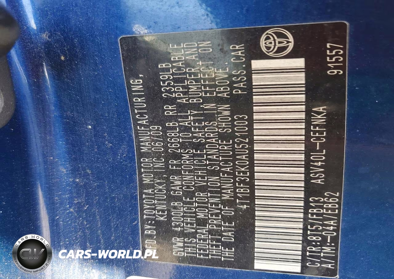 2010 Toyota Camry Base VIN:4T1BF3EK0AU521003 - 12