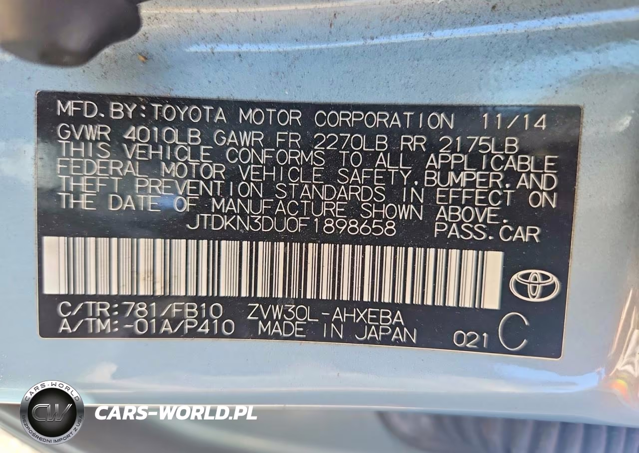 2015 Toyota Prius Two VIN:JTDKN3DU0F1898658 - 12