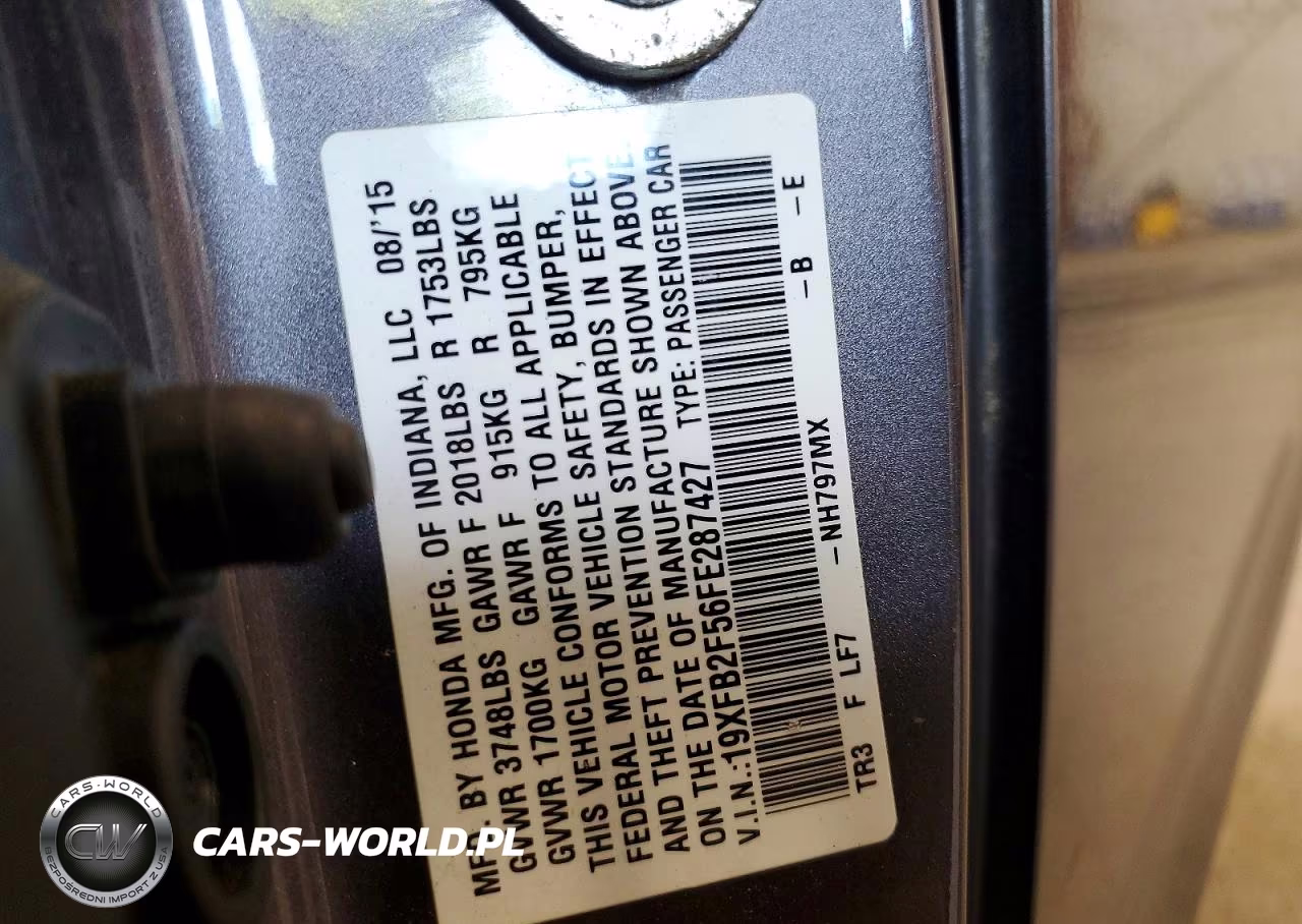 2015 Honda Civic Lx VIN:19XFB2F56FE287427 - 12
