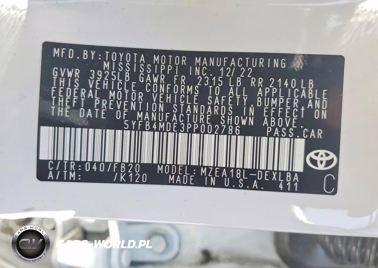 2023 Toyota Corolla Le VIN:5YFB4MDE3PP002786 - 12